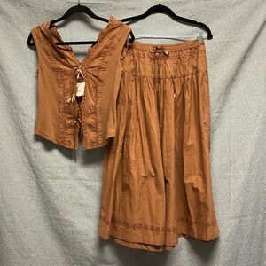 Free People Tan Skirt Set